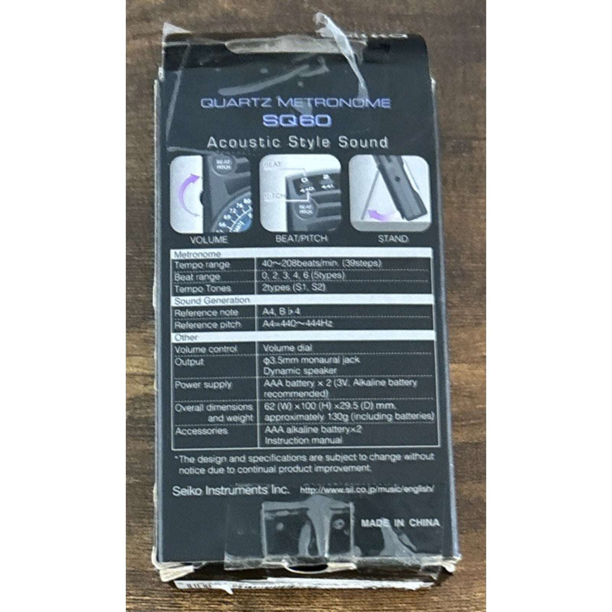 SEIKO ‎SQ60 Quartz Metronome Black Acoustic Sound Dial Type Audio Equipment