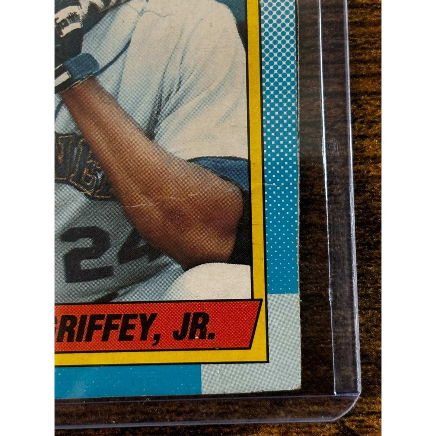 1990 TOPPS KEN GRIFFEY JR. ~ SCAR & BLANK BACK BOX TOP CARD ~ MARINERS - RC