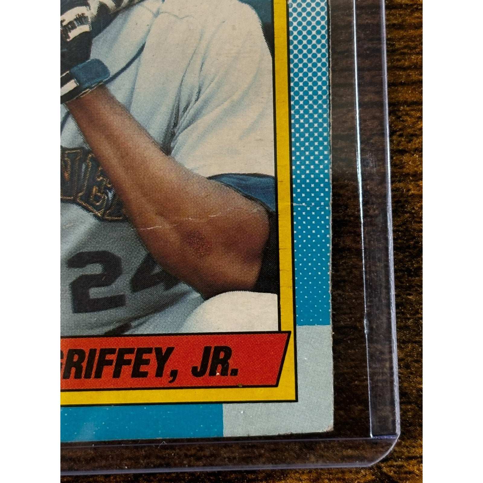 1990 TOPPS KEN GRIFFEY JR. ~ SCAR & BLANK BACK BOX TOP CARD ~ MARINERS - RC