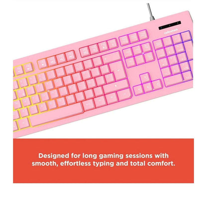 RadioShack Mistic Pink RGB Backlit Gaming Keyboard, Mouse & Pad, Headset Combo