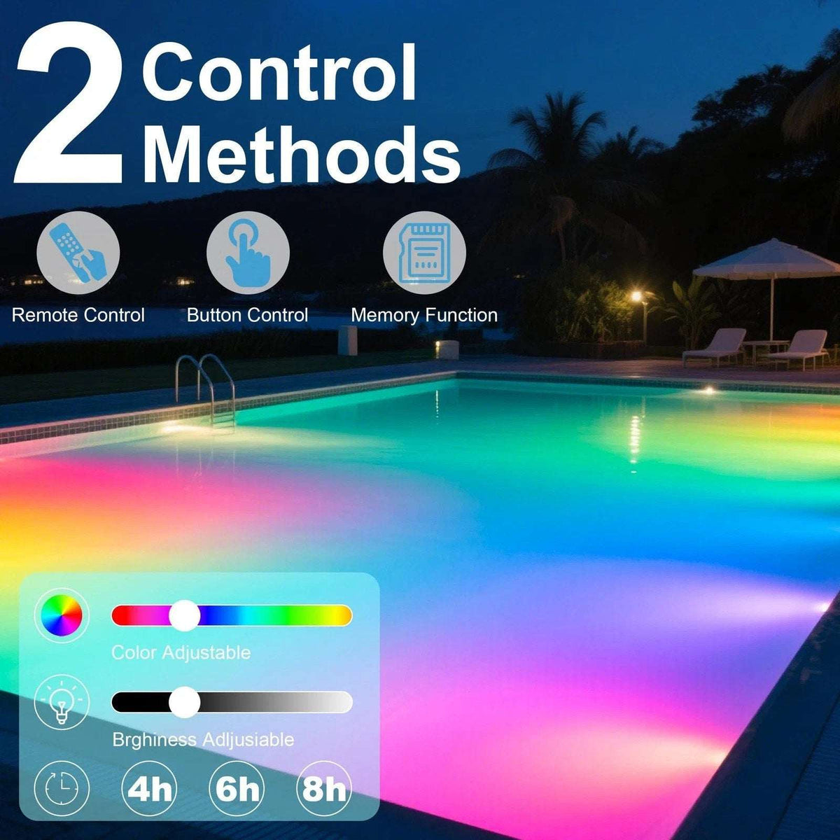 70W/80W RGBW LED Pool Light Bulb Color Changing 120V E26 Inground Above w/Remote
