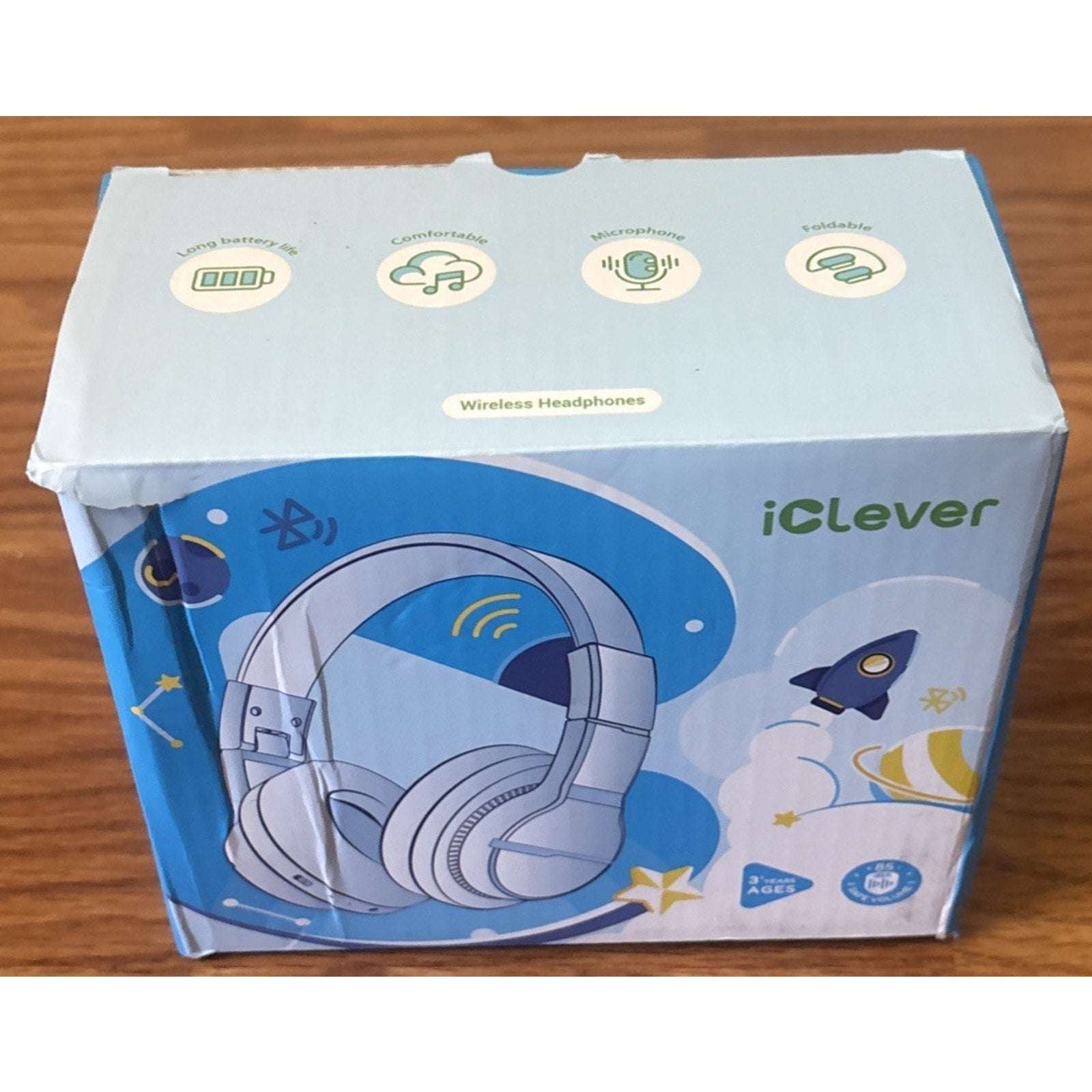 iClever BTH12 Kids Bluetooth Headphones Colorful LED Lights Wireless w/ Mic Pink
