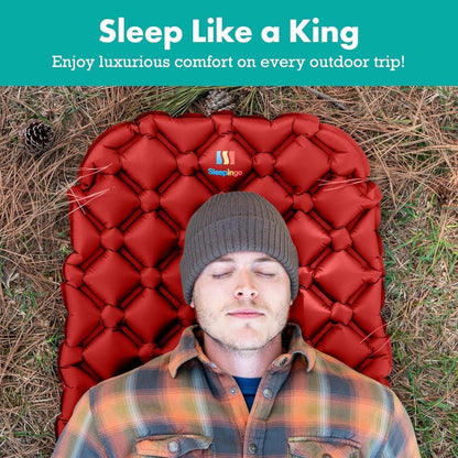 Sleepingo Sleeping Pad Ultralight Camping Waterproof Mat Inflatable Mattress RED