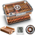 100 Cigar Humidor Clear Acrylic Spanish Cedar Shelf Age Dial Digital Hygrometer