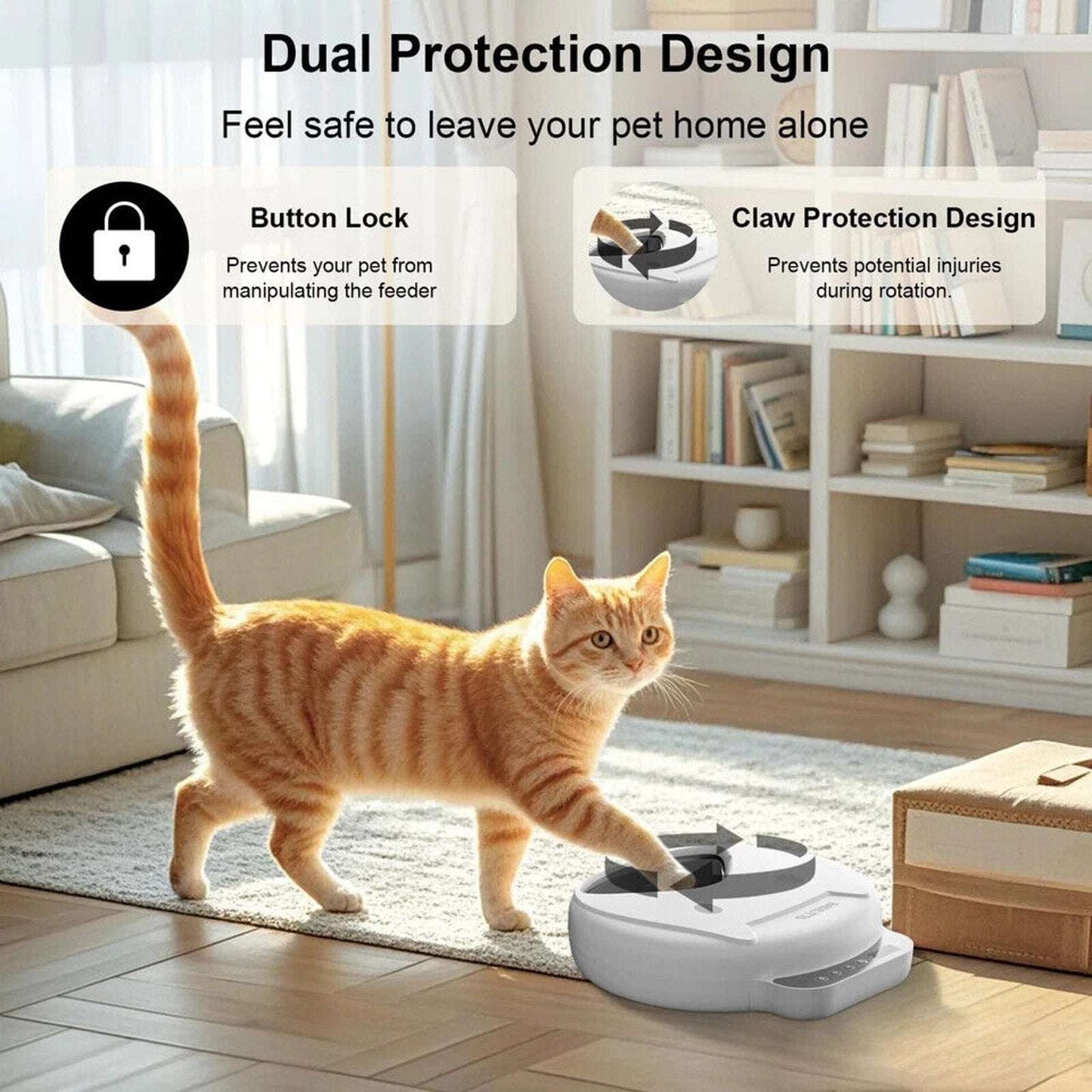 Automatic Cat 4 Tray Feeder Wet/Dry Food Portable Cordless Dog Food Dispenser