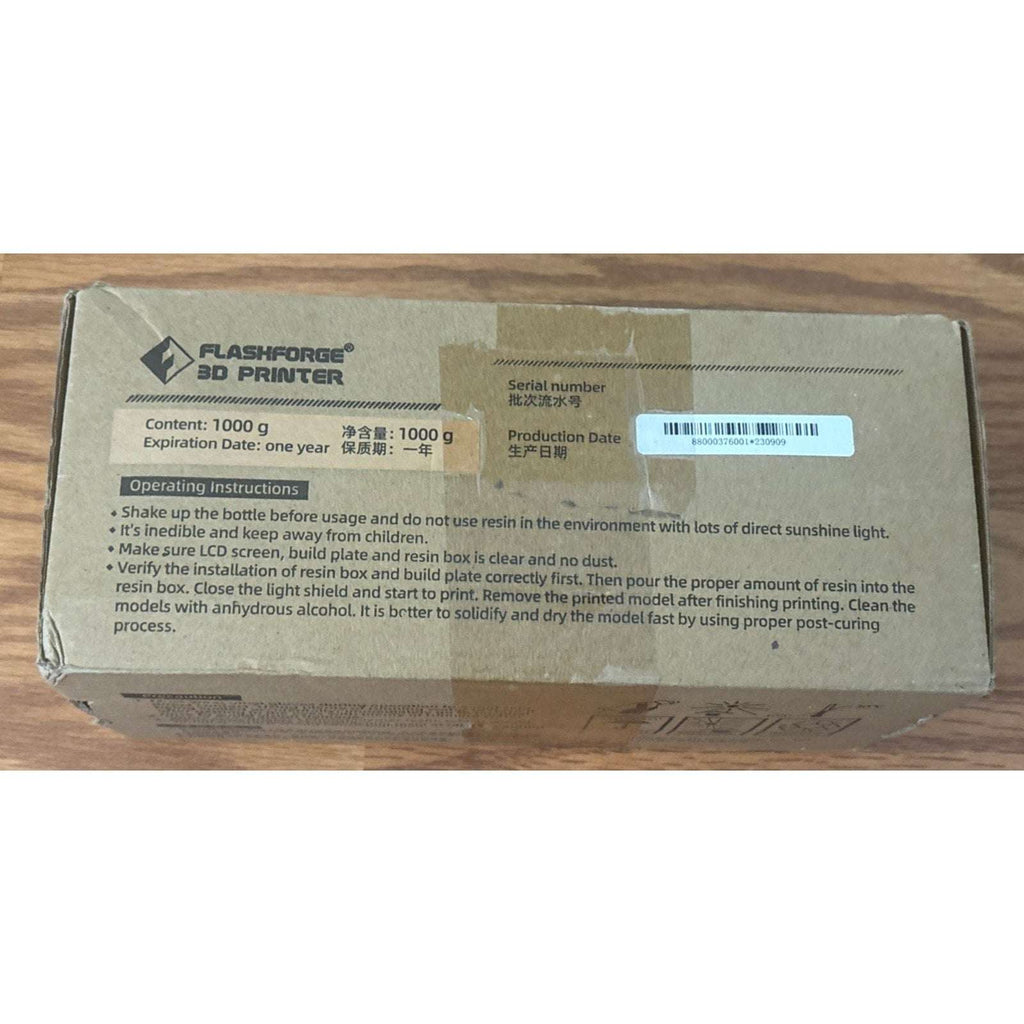 FlashForge 3D Printer Standard Photopolymer Resin 1000g DARK GREY