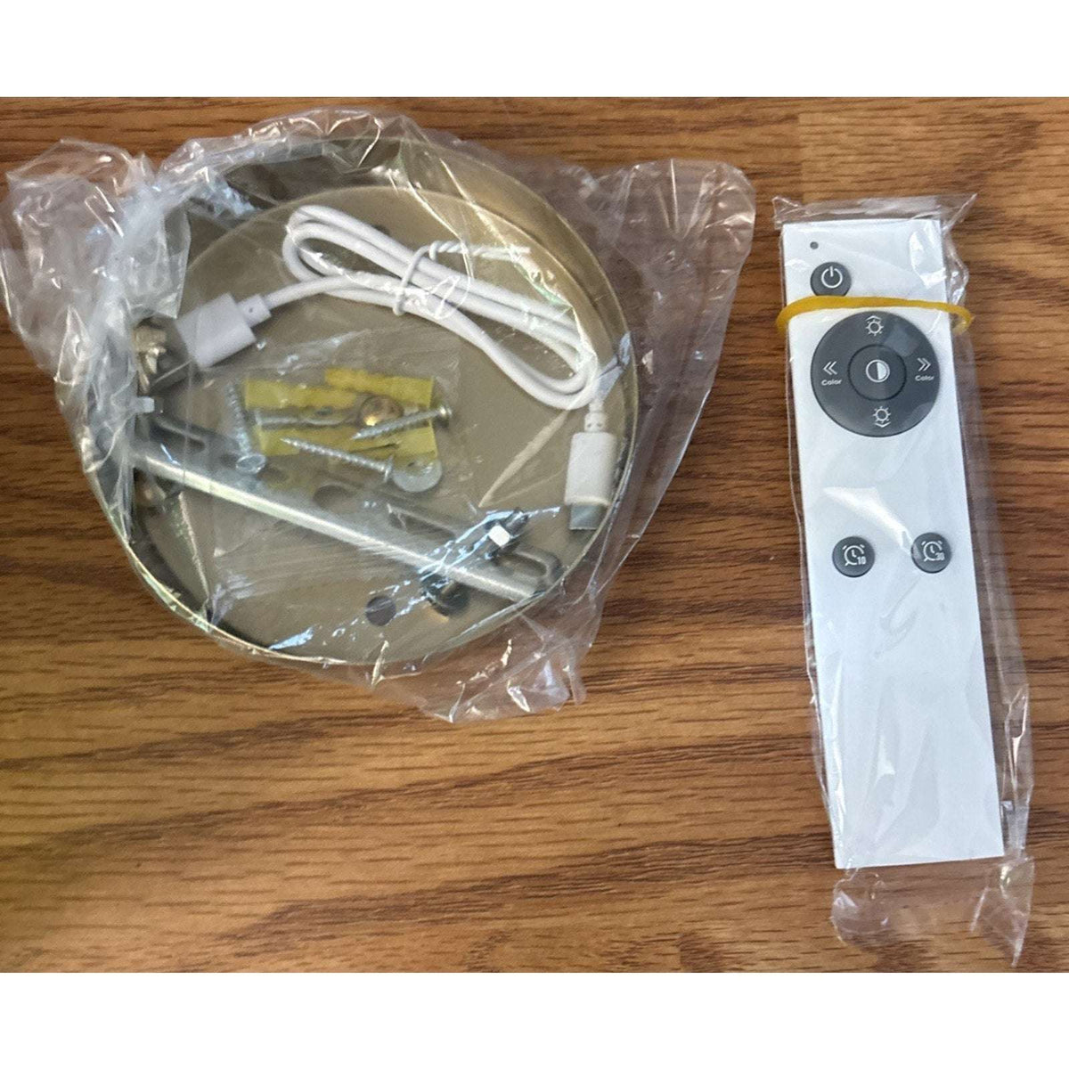 2Pc Vtg Wireless Wall Sconce Green Tulip Glass & Gold w Remote Rechargeable Bulb