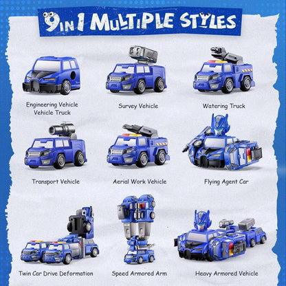 5-in-1 Magnetic Transforming Police Trucks Cars Robot Toys Easy DIY STEM