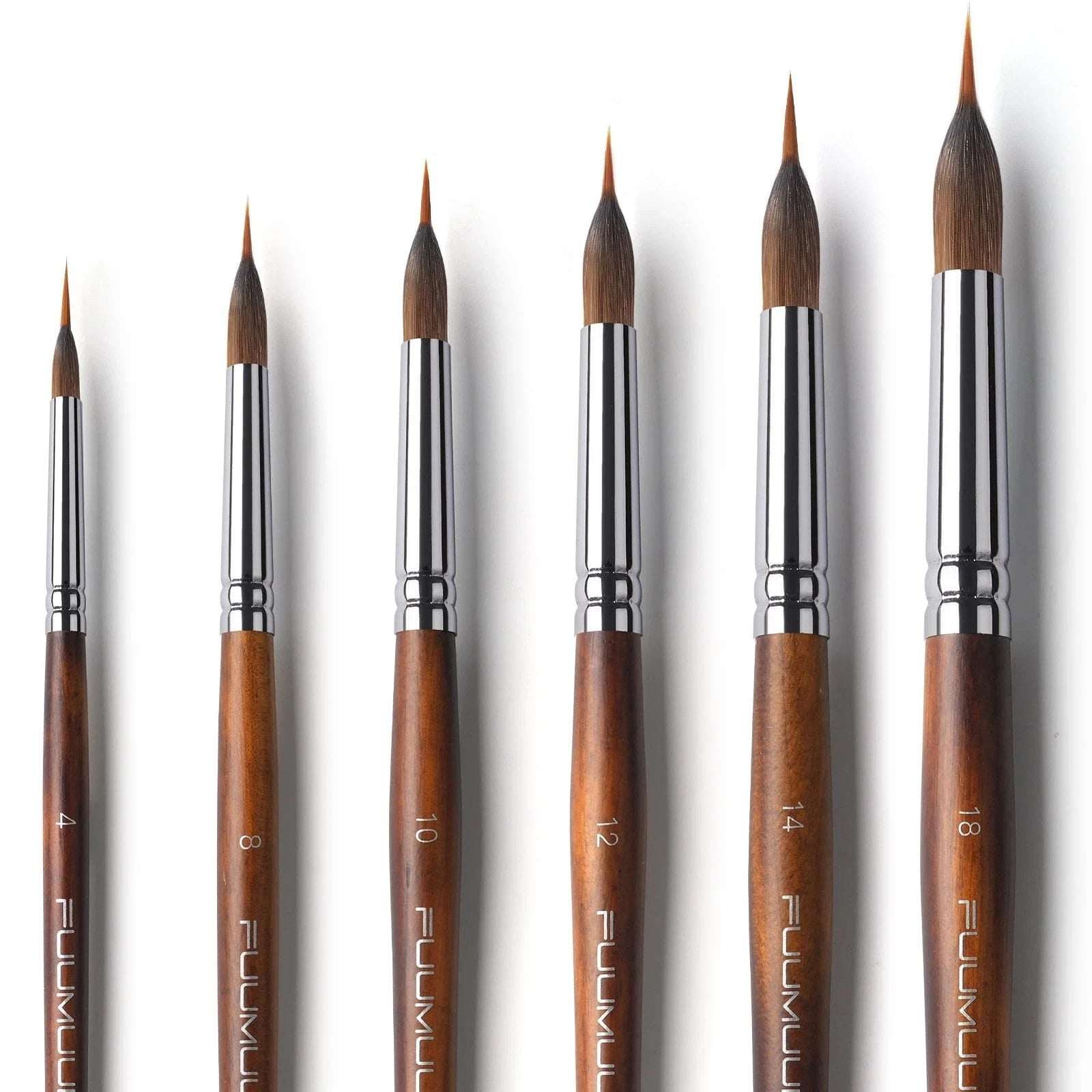 Fuumuui 6Pc Needle Point Brushes Professional Watercolor Brush Set