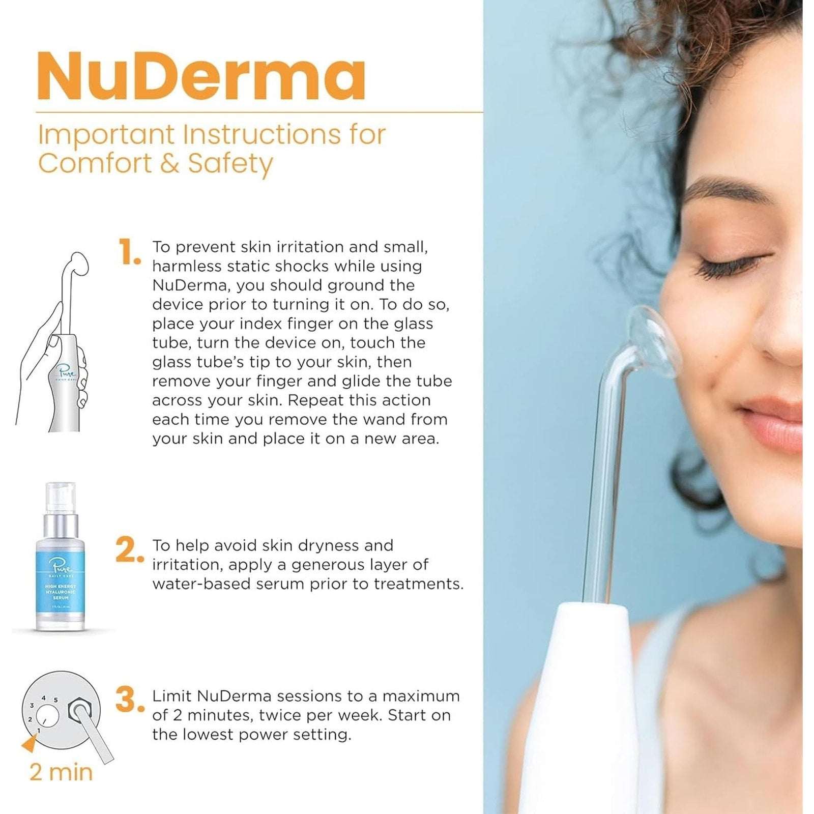 Pure Nuderma Daily Care Skin Therapy Machine with 4 Neon Wands for Skin & Hair
