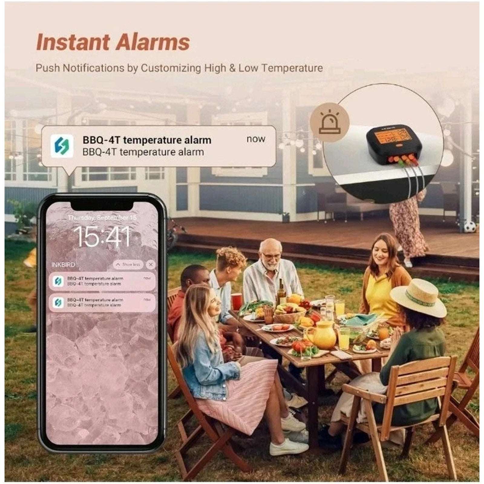 Inkbird Remote Wifi Food Thermometer IBBQ-4T BBQ Meat Cooking Kitchen Grill Tool