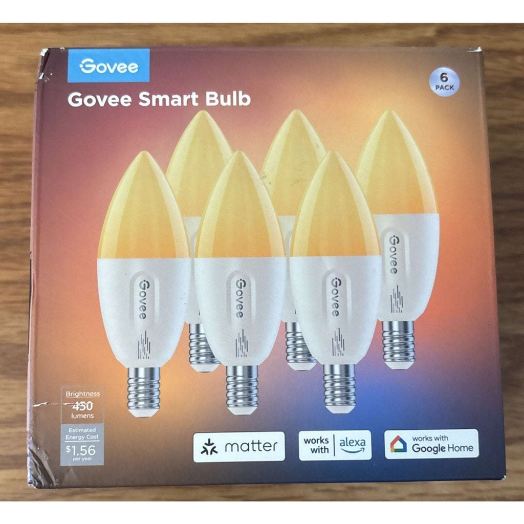 6PK Govee E12 Smart LED RGBWW Candelabra Light Bulbs Matter, Alexa, Google H600B