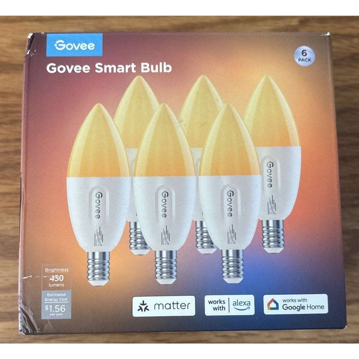 6PK Govee E12 Smart LED RGBWW Candelabra Light Bulbs Matter, Alexa, Google H600B