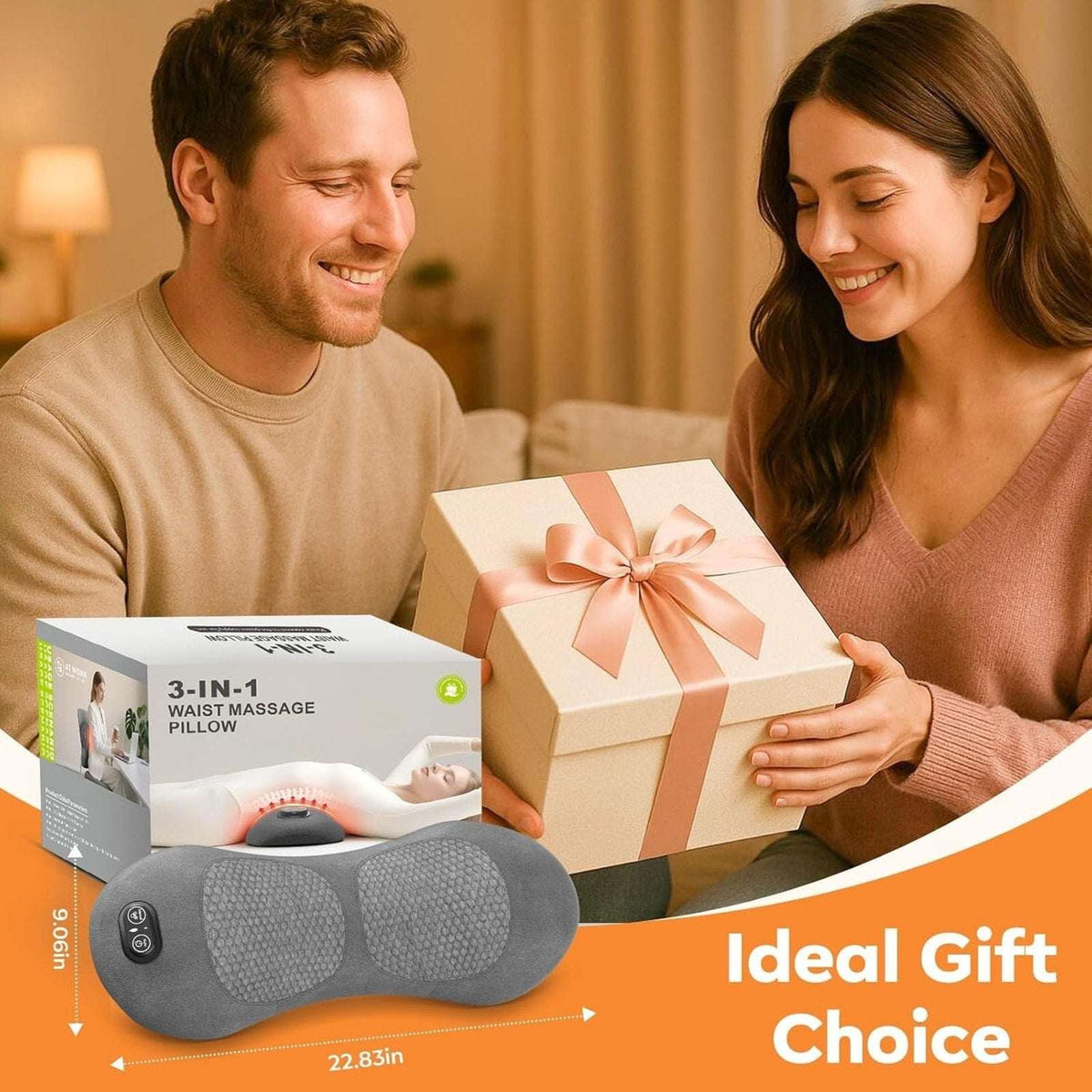 Smooth Triple Fusion 3in1 Back Massager Lumbar Pillow with Heat & Vibration NEW