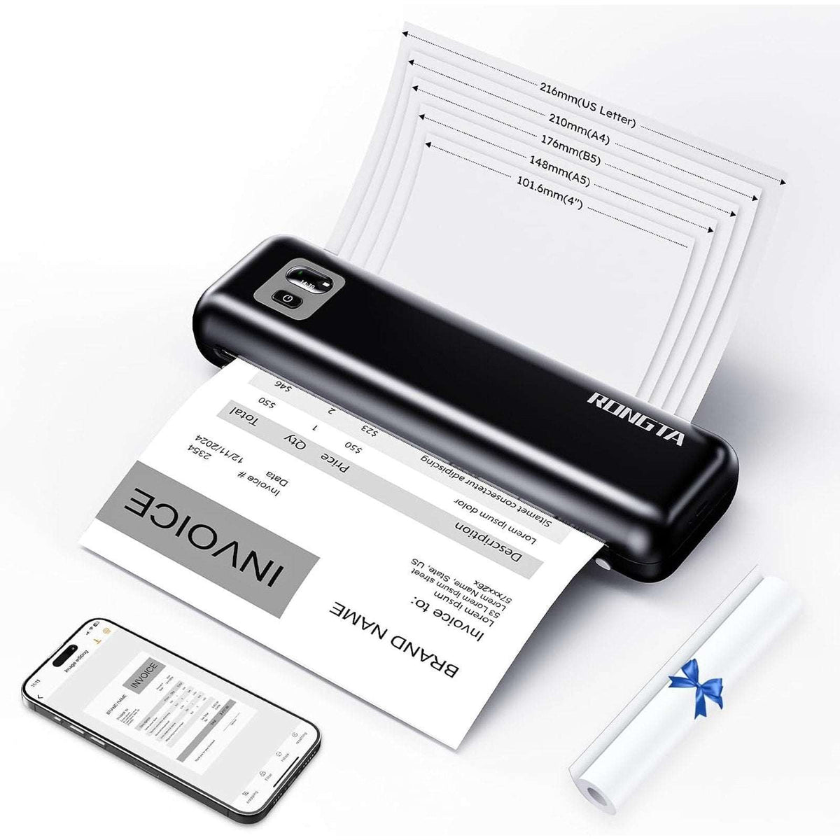 Rongta Portable Thermal Bluetooth Ink-less A4 Printer Business Travel Office NEW