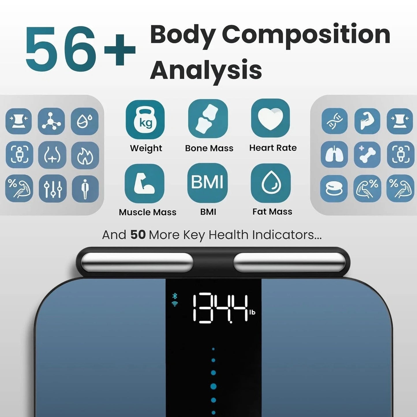Herz P1 Smart Scale 8-Electrode Body Composition w/ 56 Metrics BMI Bluetooth APP
