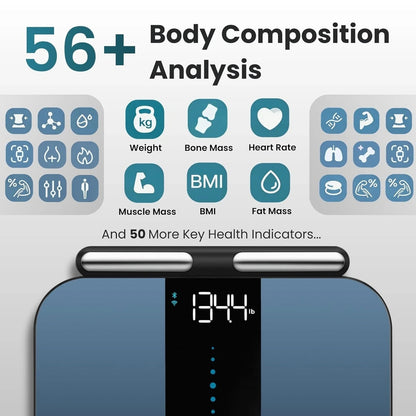 Herz P1 Smart Scale 8-Electrode Body Composition w/ 56 Metrics BMI Bluetooth APP