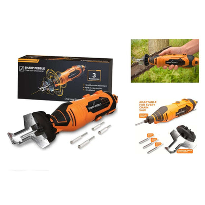 135W Sharp Pebble Electric Chainsaw Sharpener Kit 4PC Diamond Wheel Angle Guide