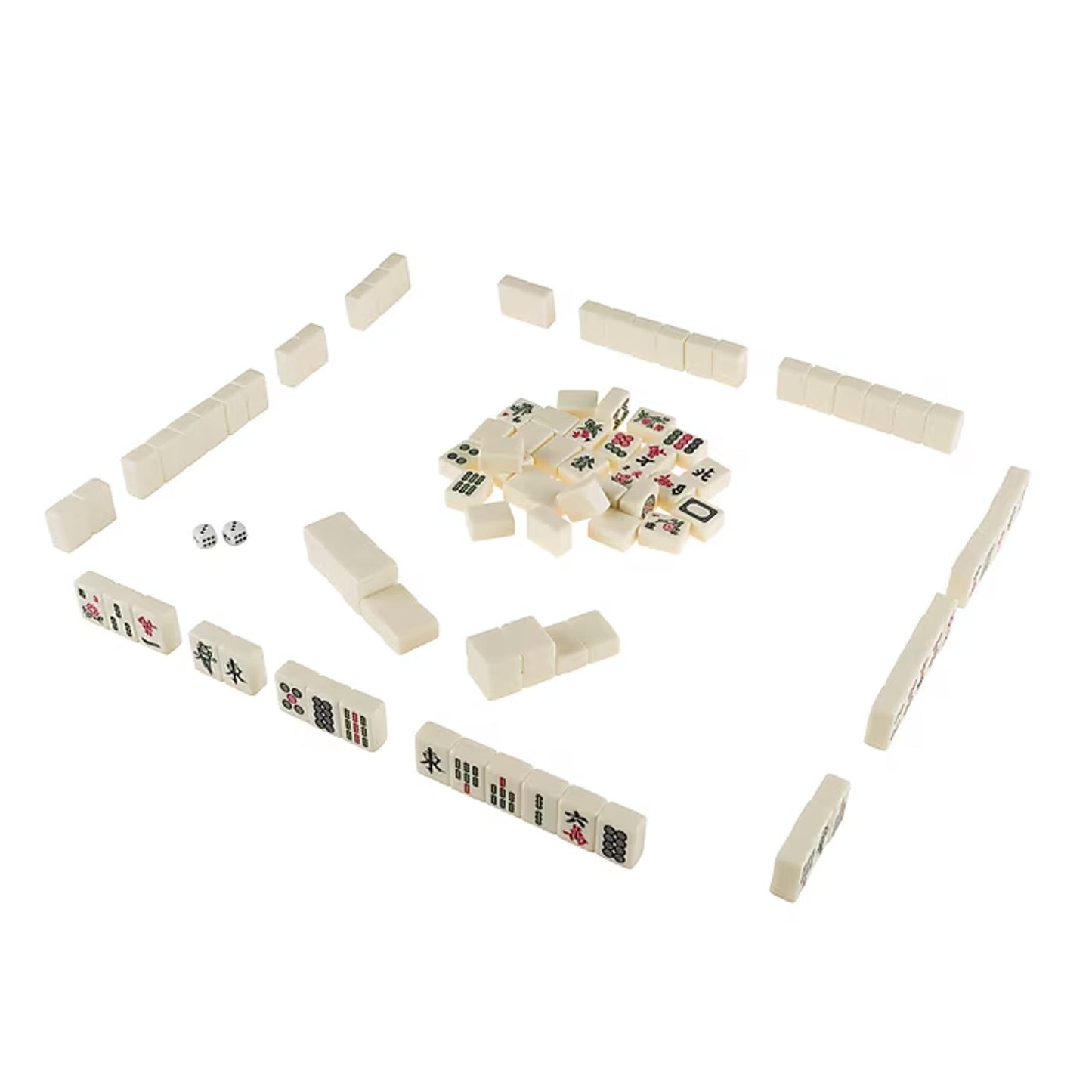 Traditional Chinese Mahjong Game Set w/ 144 Engraved +2 Spare Tiles, Dice & Case