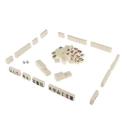 Traditional Chinese Mahjong Game Set w/ 144 Engraved +2 Spare Tiles, Dice & Case