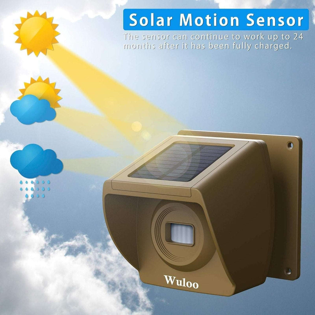 Wuloo 1800ft Solar Driveway Alarm Wireless Weatherproof Motion Sensor 1R/4Sensor