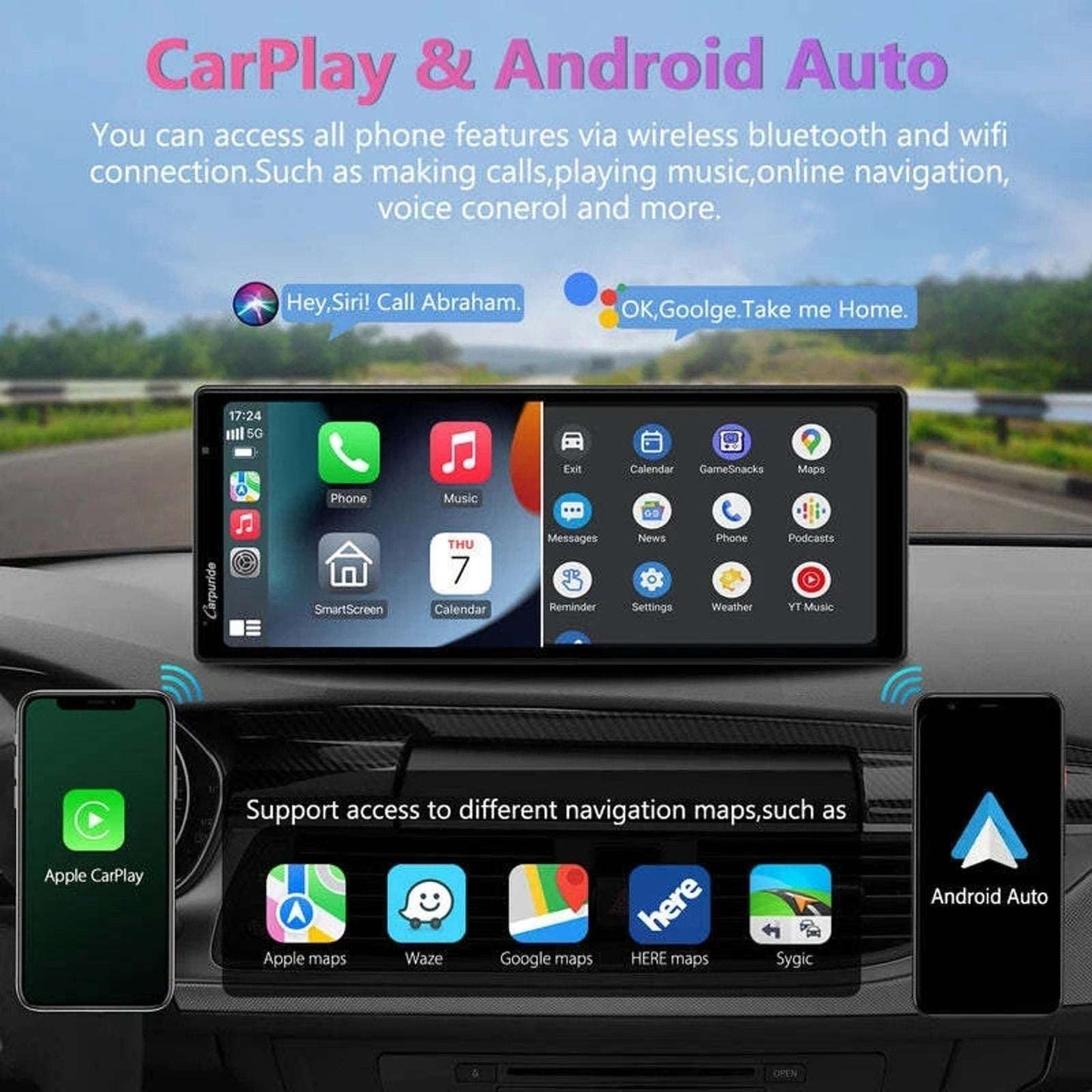 CARPURIDE W903 Smart Multimedia Wireless Carplay & Android Auto with Dash Camera
