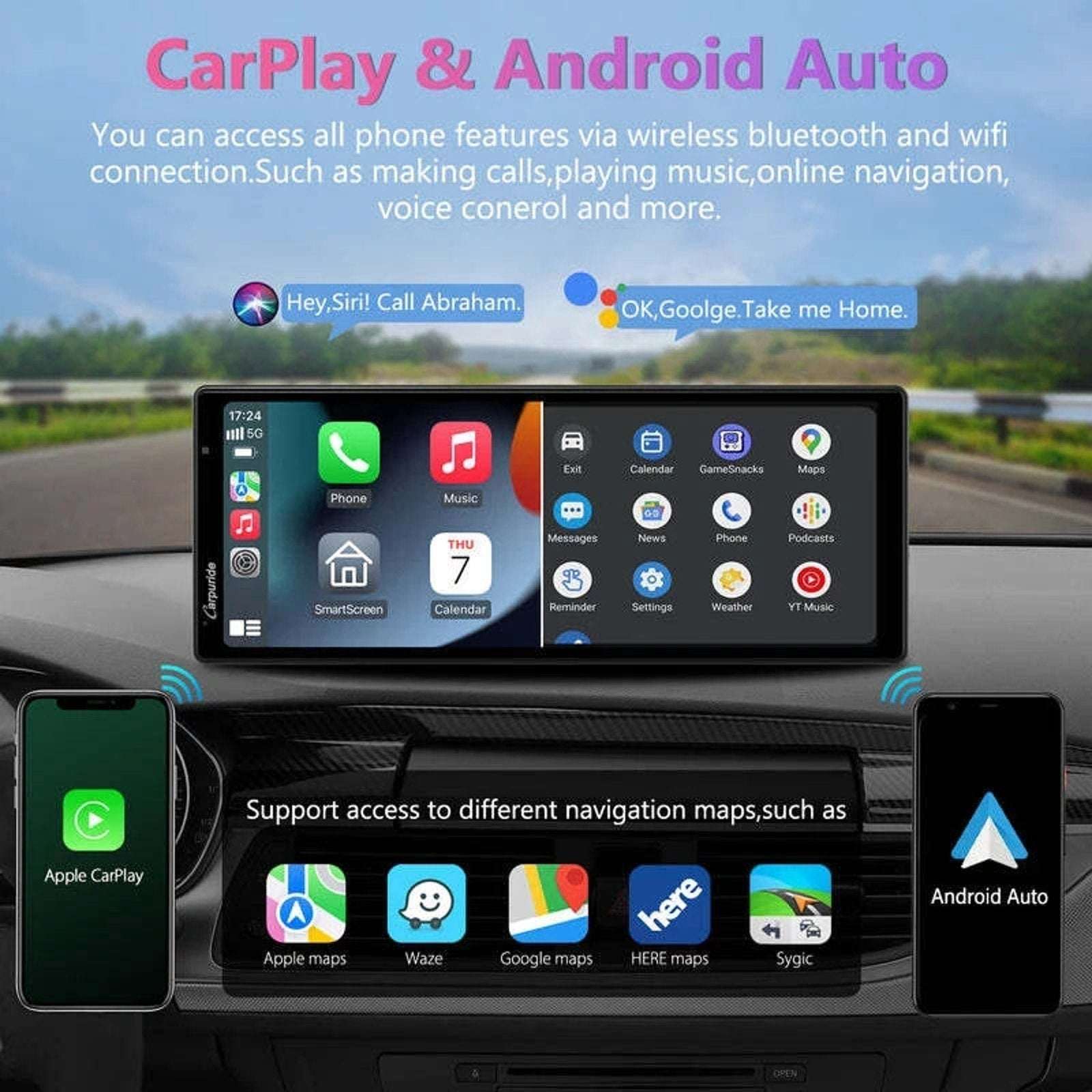 CARPURIDE W903 Smart Multimedia Wireless Carplay & Android Auto with Dash Camera