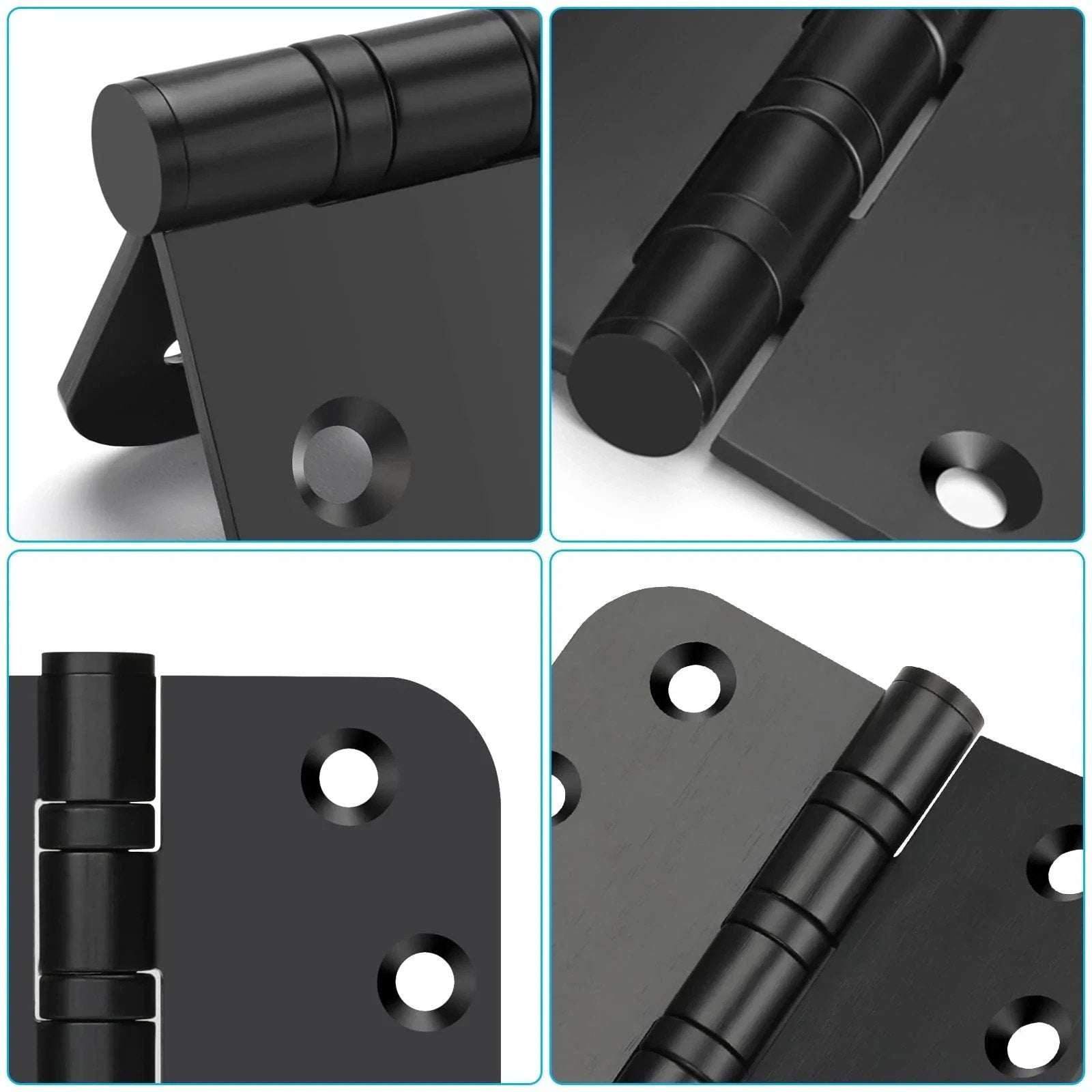 3Pk Stainless Steel Black Ball Bearing 4'' with 5/8'' Radius Corners Door Hinge