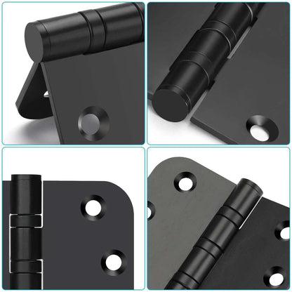 3Pk Stainless Steel Black Ball Bearing 4'' with 5/8'' Radius Corners Door Hinge