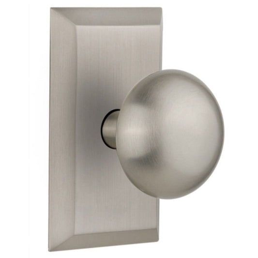 Nostalgic Warehouse New York Studio Single Dummy Door Knob in Satin Nickel