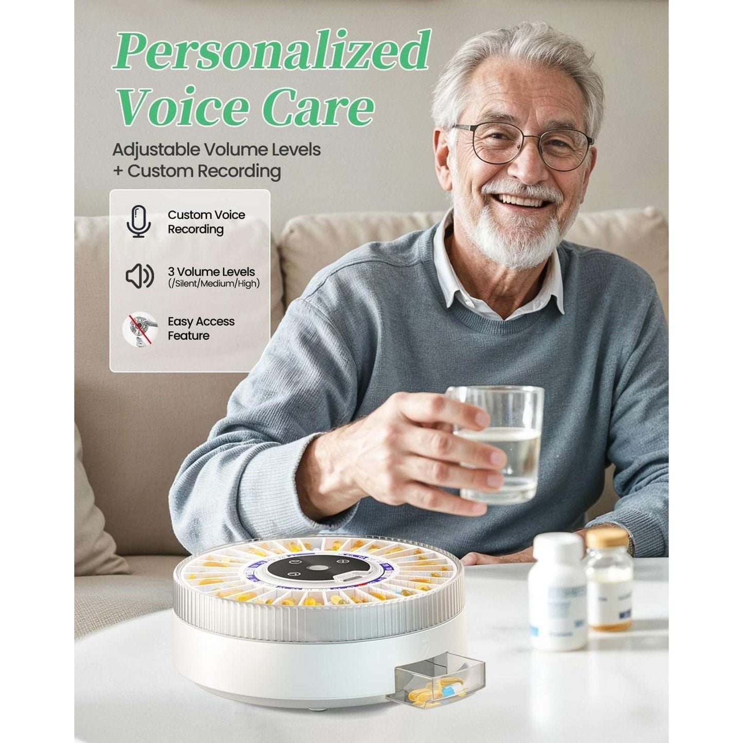 2025 Bluetooth Smart Pill Dispenser 31-Slots, Fingerprint & Mechanical Dual Lock