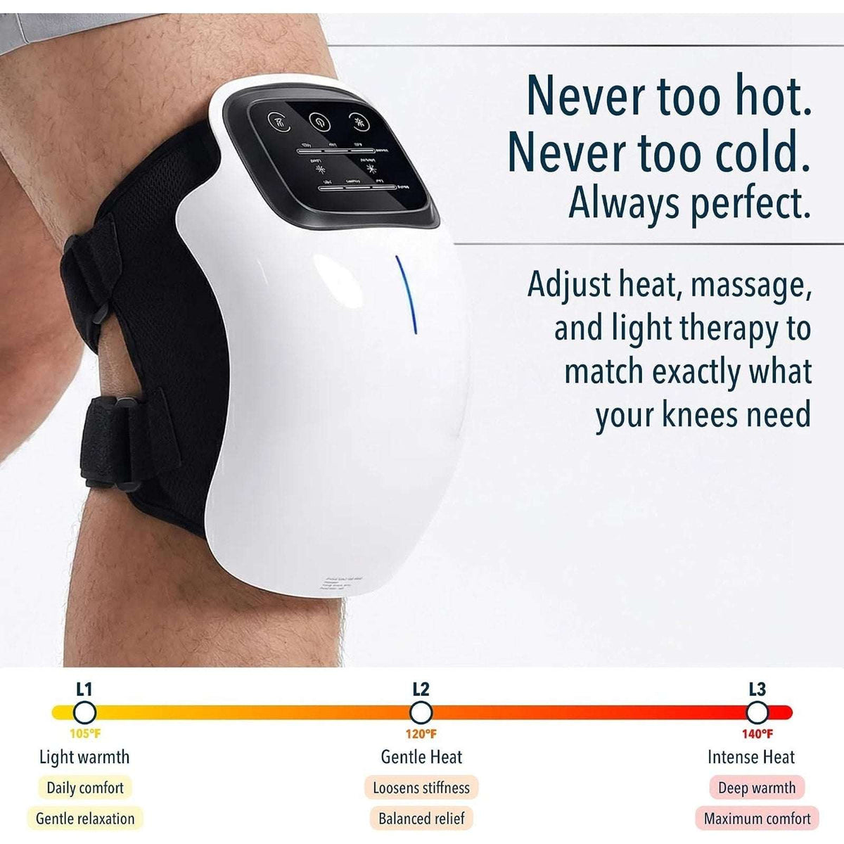 Wireless Knee Massager with Heat, Vibration Massage & Red Light Therapy for Pain