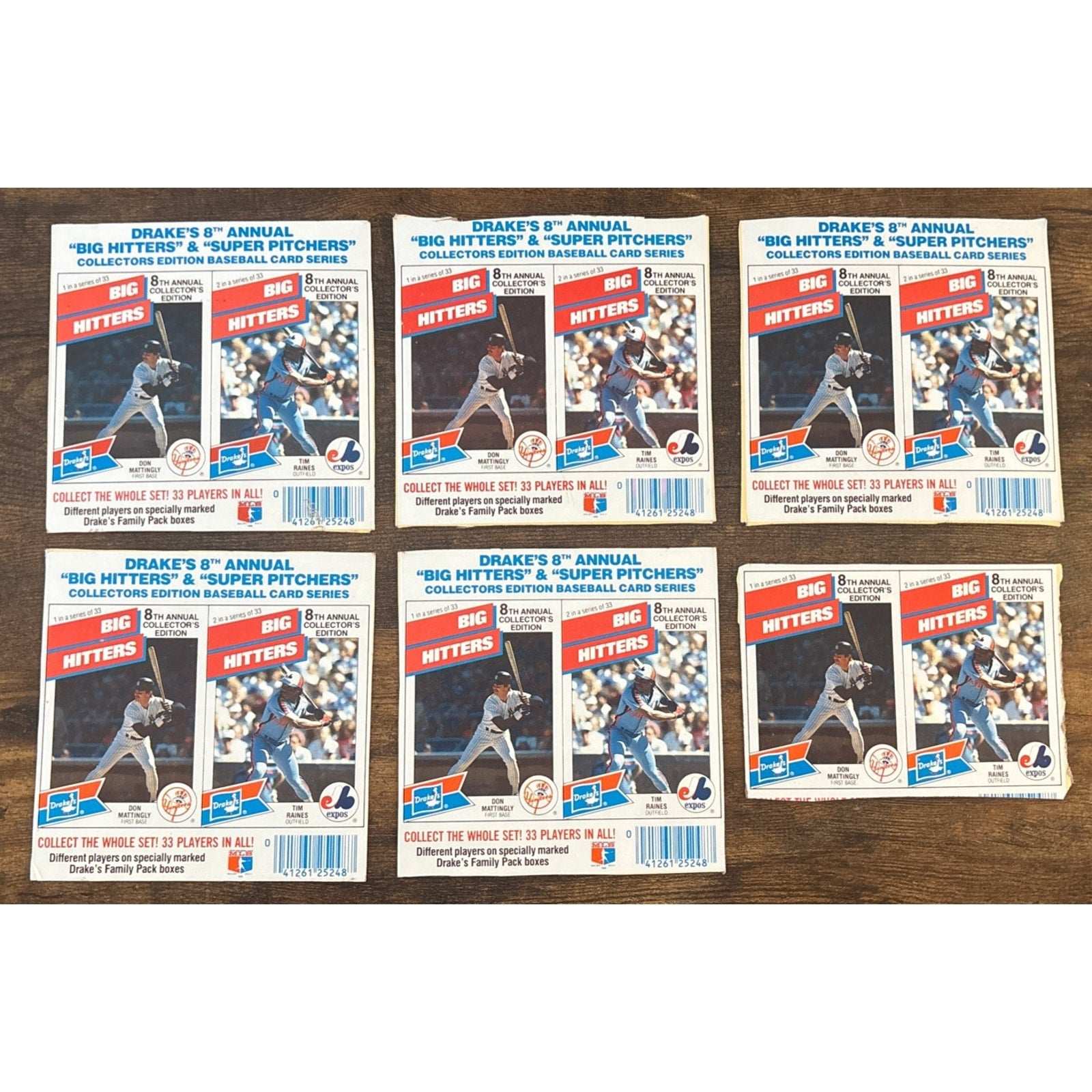 1988 Drakes Big Hitters & Super Pitchers 12 Cards #1 Don Mattingly #2 Tim Raines