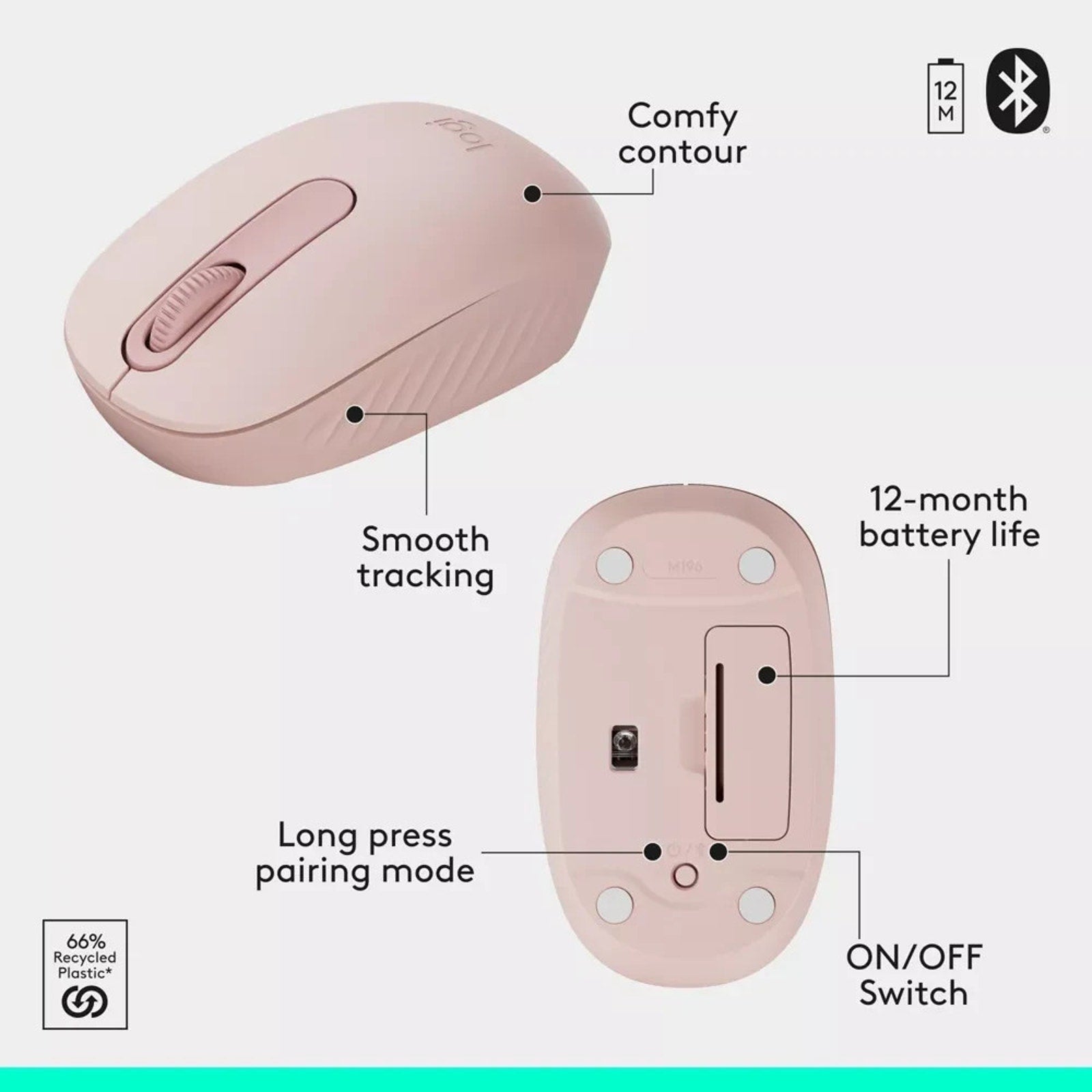 Logitech Compact Bluetooth Keyboard & Mouse Combo - Rose Pink 920-013509