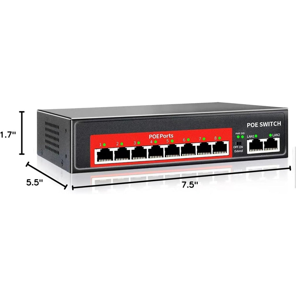 STEAMEMO 10-Port Cloud Managed PoE+ Switch 8 PoE+ Ports @120W & 2 Uplink Ports