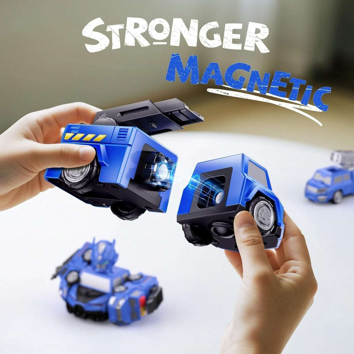 5-in-1 Magnetic Transforming Police Trucks Cars Robot Toys Easy DIY STEM
