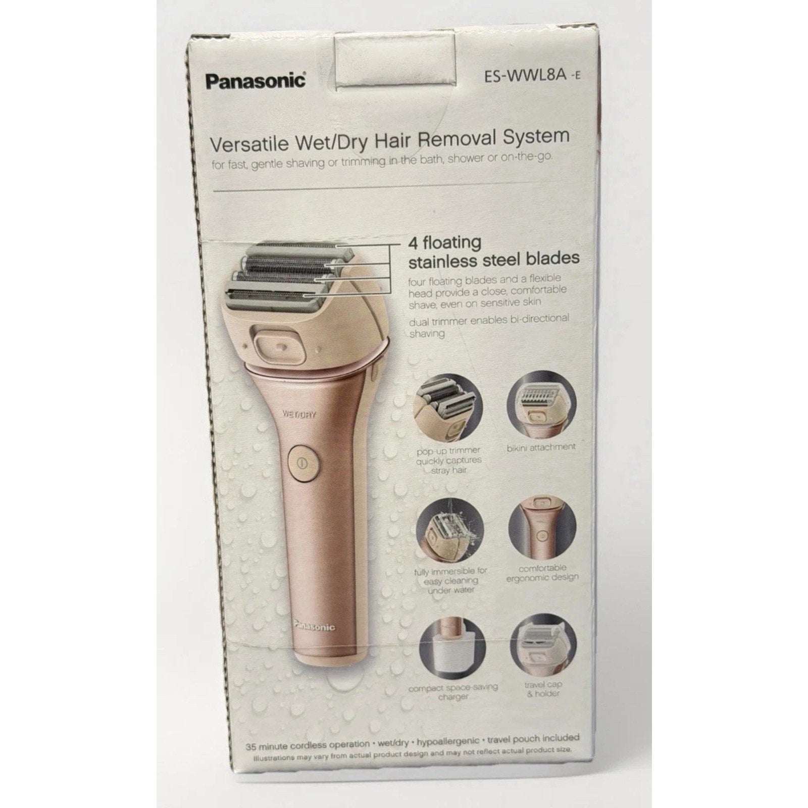 Panasonic Close Curves Wet/Dry Ladies Shaver 4-Blade w Bikini Attachment Trimmer