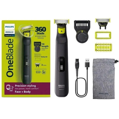 Philips Norelco OneBlade Pro 360 Face + Body Trimmer Shaver +2 Blades QP6542/70