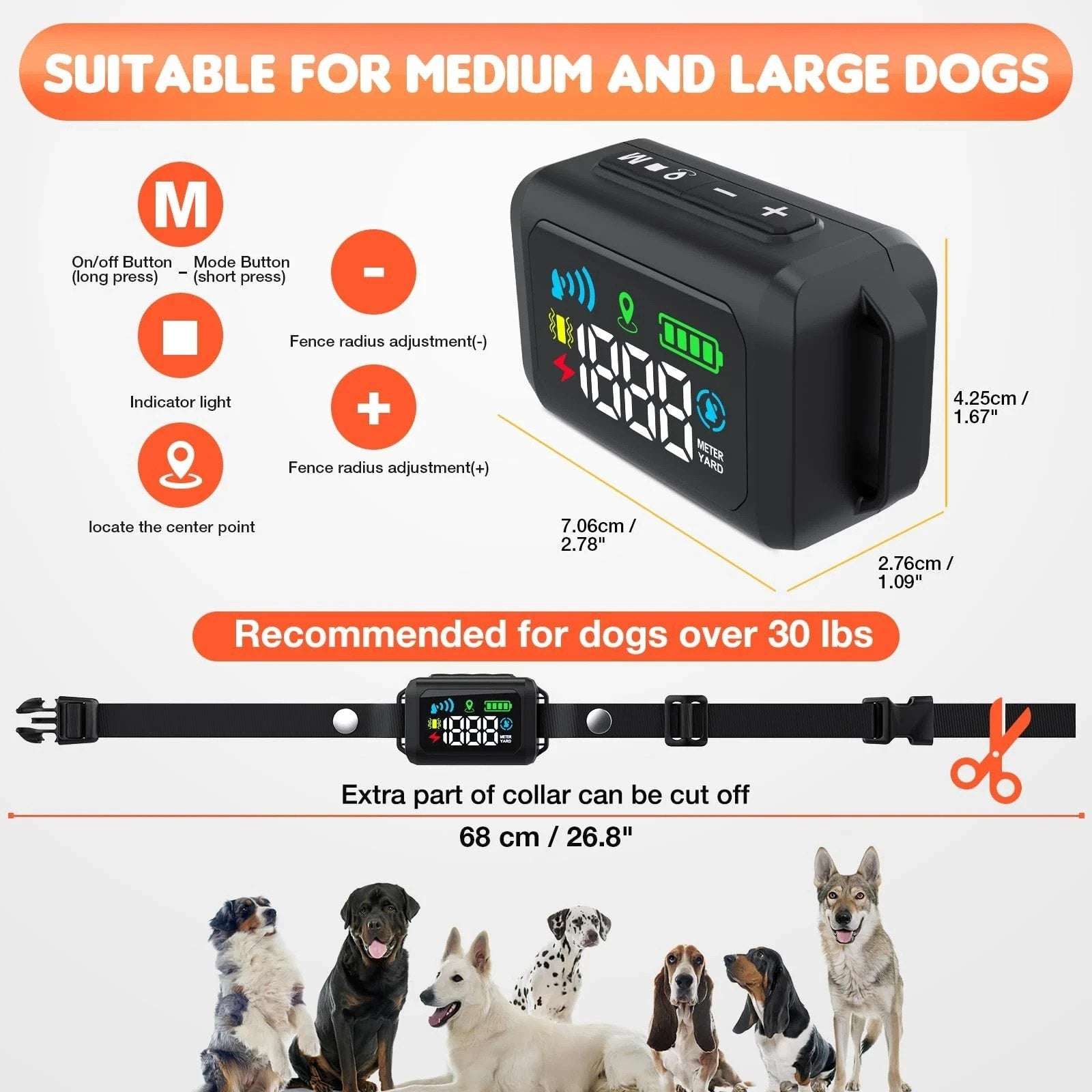 GPS Wireless Electric Dog Fence Pet Containment System Shock Collar 99-5997FT
