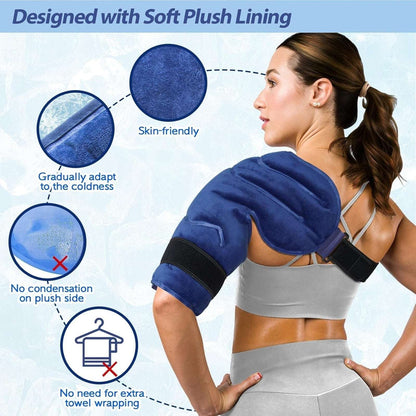 Adjustable Shoulder Gel Ice Pack Cold Therapy Wrap Pain Relief Injuries Reusable