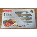 6Pc Culinary Knife Set Gold Straight Non Stick & Anti-Slip Soft Grip Wood Handle