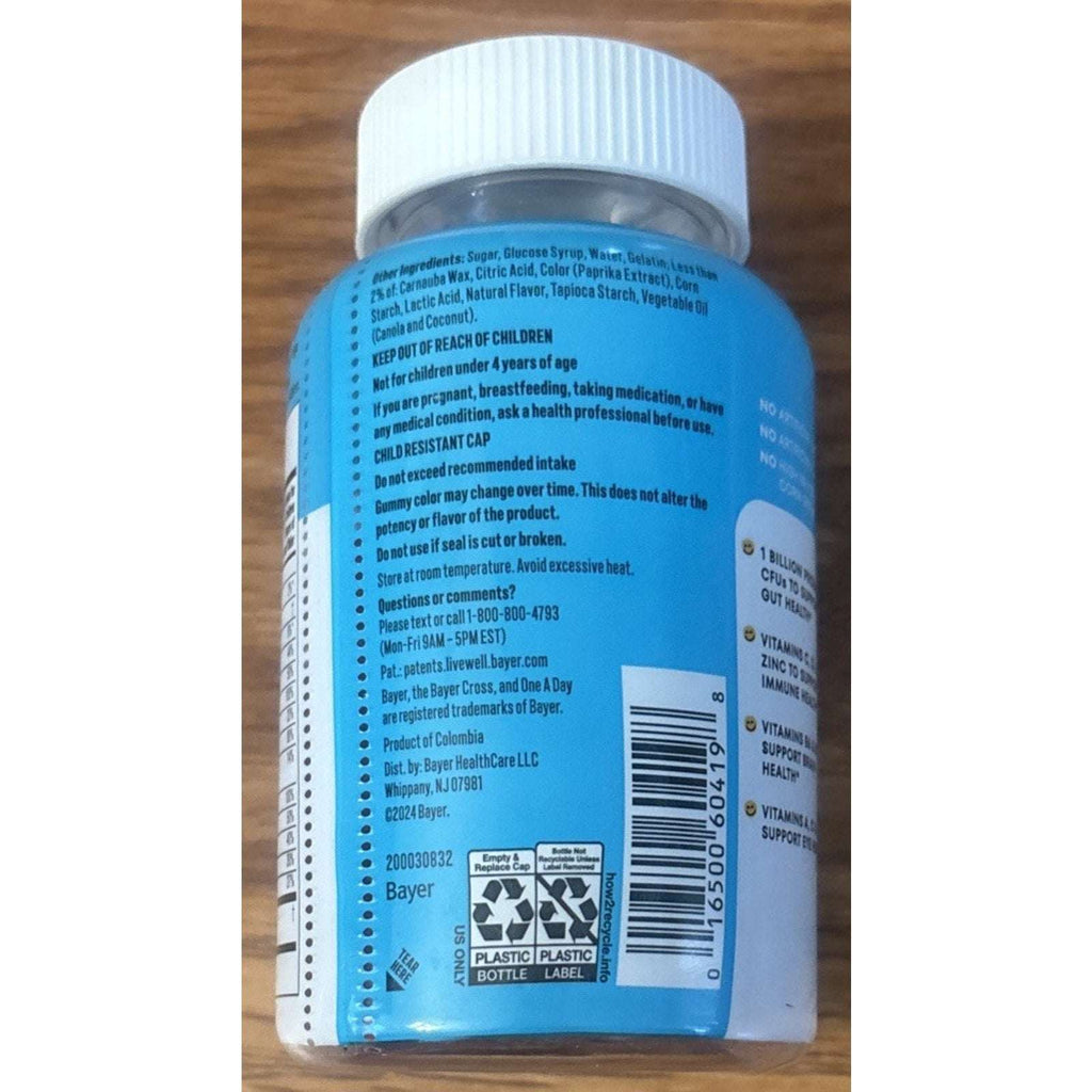 One A Day Kids Multivitamin with Probiotic Orange 60ct Gummies 3 Pack(180 Total)