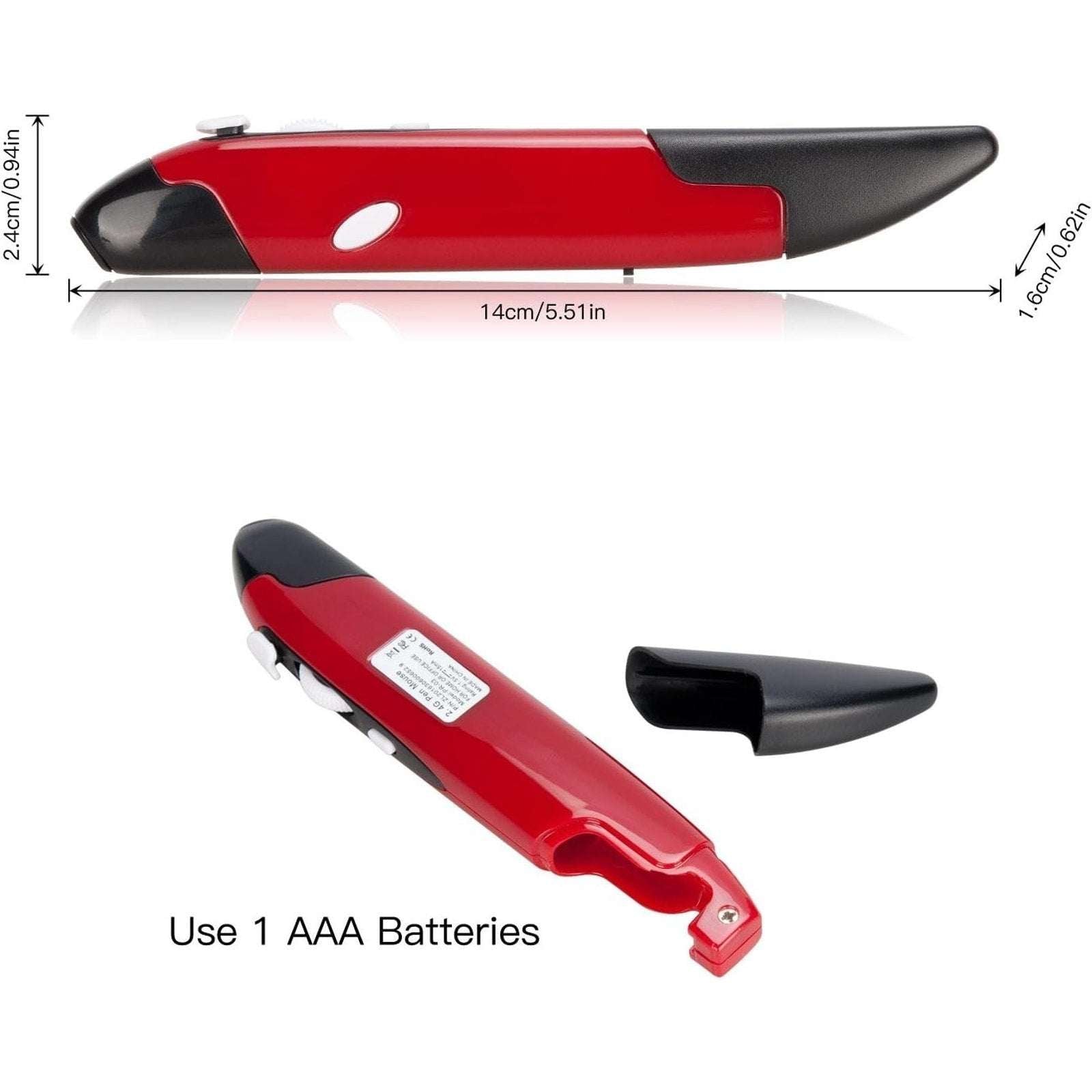 LyChee Wireless USB Optical Vertical Mouse Pen, 2.4GHZ USB Adjustable DPI PR-03
