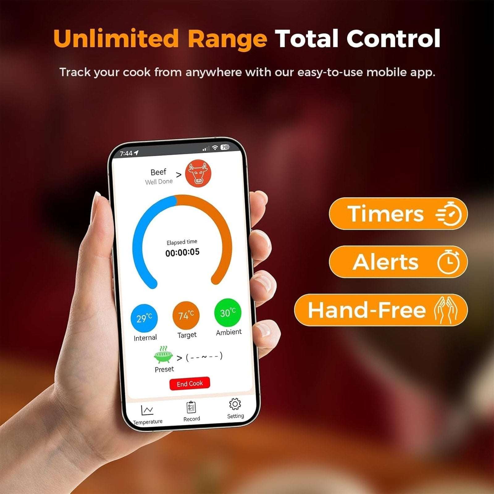 Smart Wireless Bluetooth Meat Thermometer Multi-Sensor, Instant Read with APP