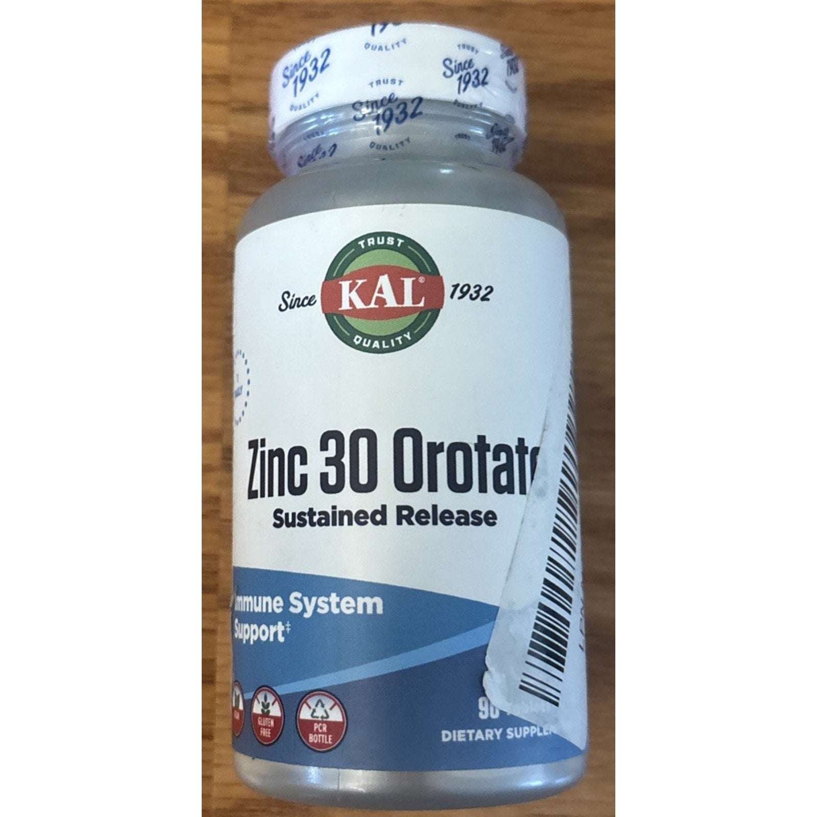 KAL Zinc 30 Orotate Sustained Release 30 mg 90 Tablets Immune System Support