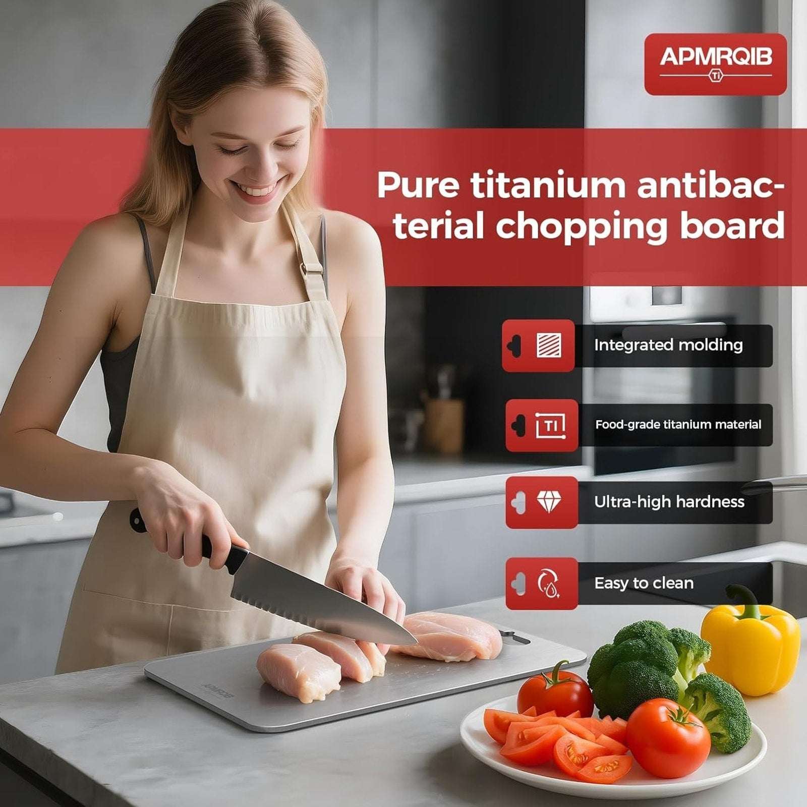 APMRQIB 3-Pack 100% Pure Titanium Cutting Boards Double Sided Dishwasher Safe