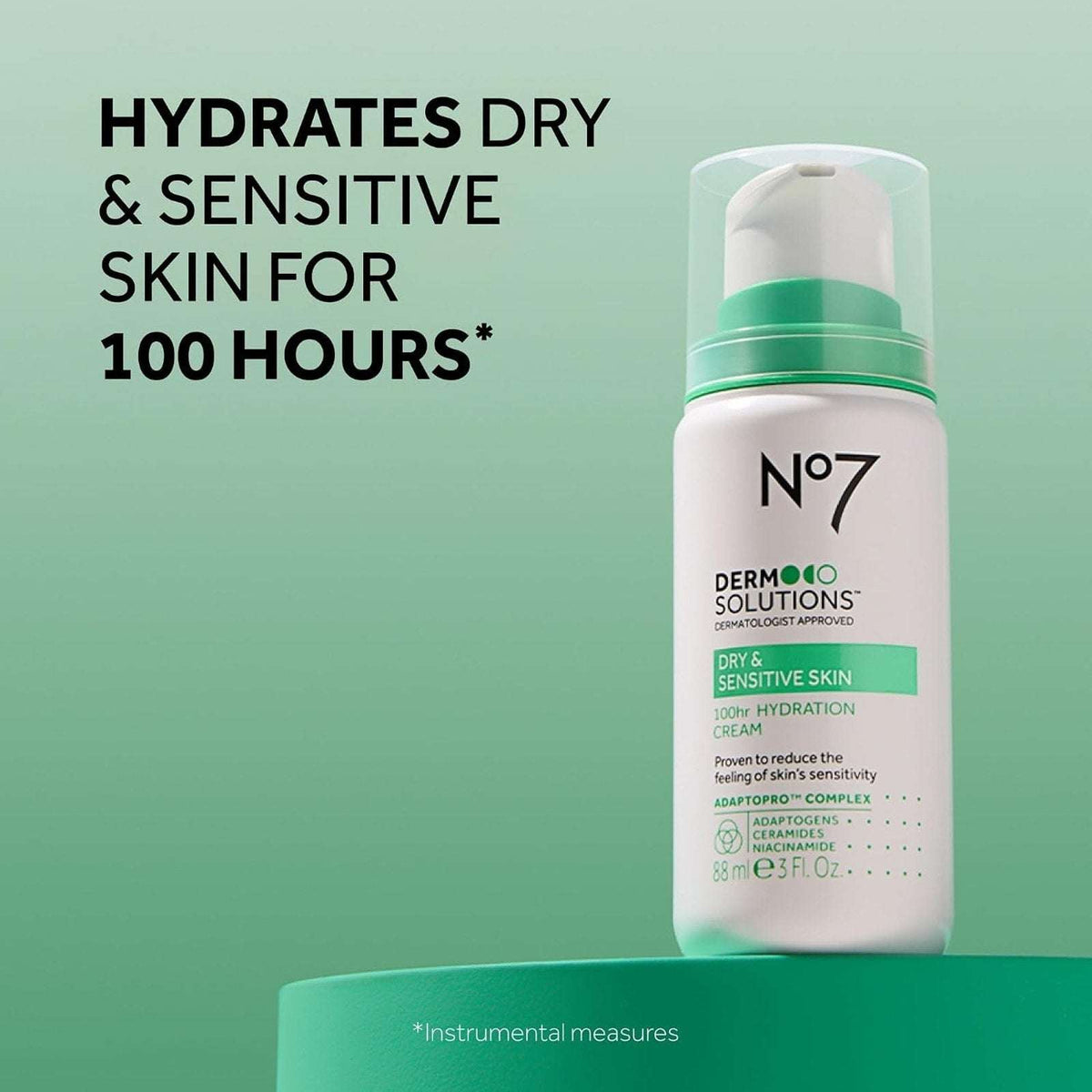Lot of 2 No 7 Derm Solutions Dry Sensitive Skin 100hr Hydrating Face Moisturizer
