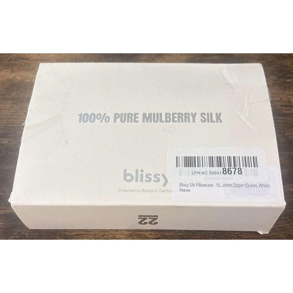 Blissy 100% Pure Mulberry Silk 22 MOMME White Pillow Case QUEEN Size