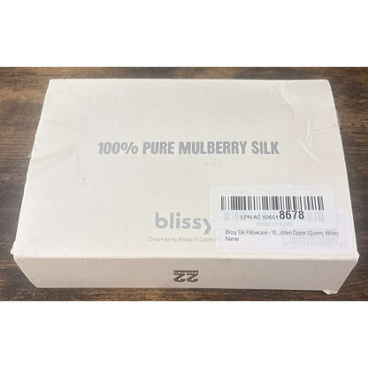 Blissy 100% Pure Mulberry Silk 22 MOMME White Pillow Case QUEEN Size