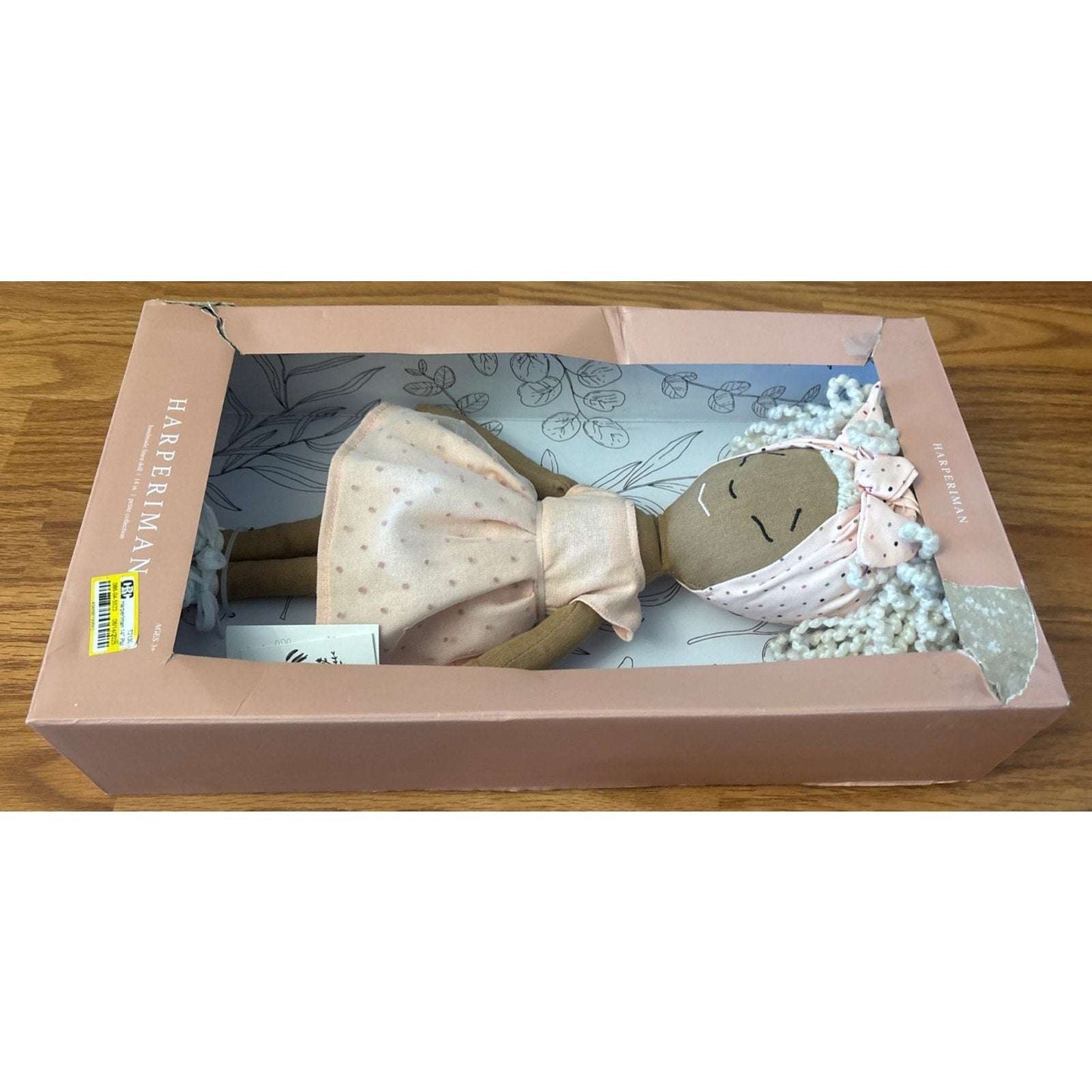HARPERIMAN CALLIE Handmade Linen Keepsake 14" Plush Doll, Pink Dress & Sneakers
